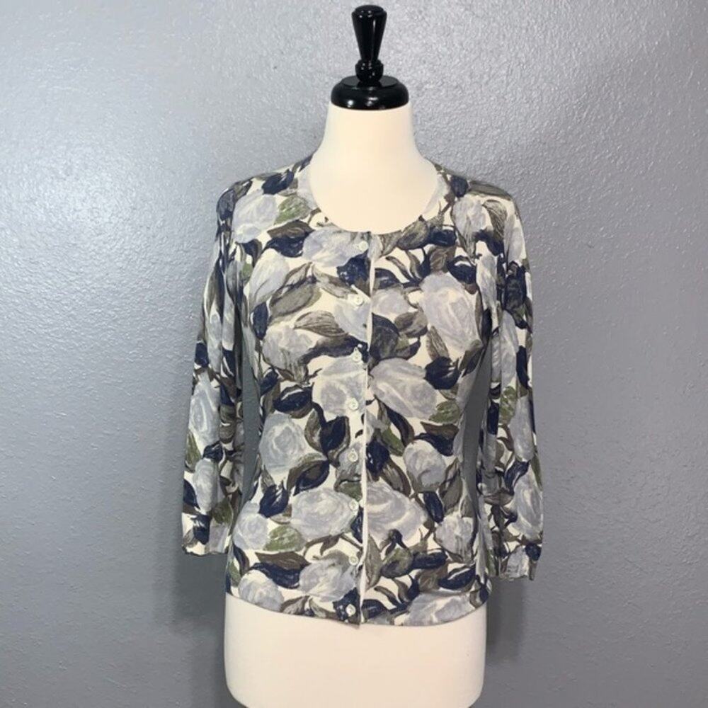 Banana Republic Floral Button Cardigan Sweater XS